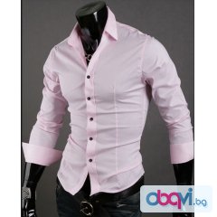 Мъжка риза - светло розово Neckline stylish размер "L"