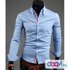  Мъжка риза - светло синя New men's shirt рамер "L"