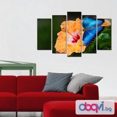 Картинна декорация - Цвете с пеперуда