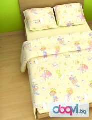 Комплект спално бельо за деца - жълто с щампа