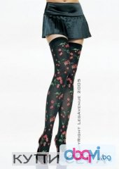 Романтични чорапи с принтирани черешки Leg Avenue за Свети Валентин 
