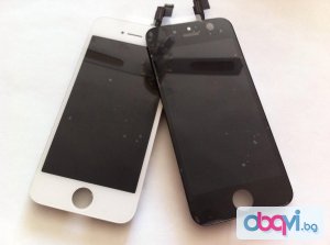 Дисплей комплект за iPhone 5S бял, черен + стъклен протектор!
