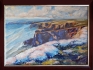 Маслена и акрилна картина летен пейзаж къщи море морски масло